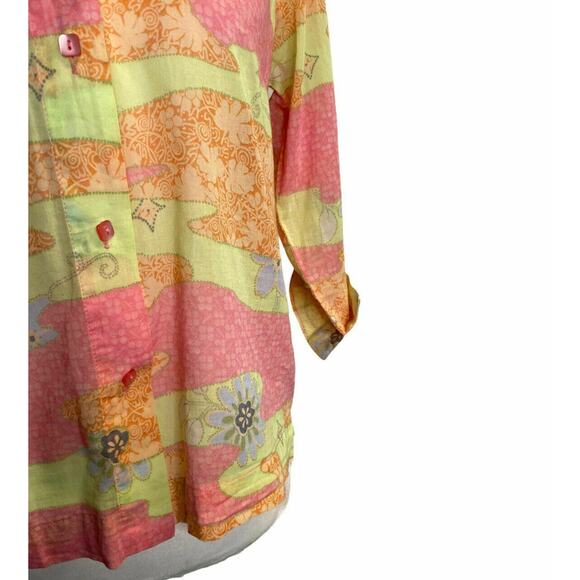 Sigrid Olsen Collection Women's Patchwork Button Up Shirt Blouse Floral Sz Small - Picture 4 of 8